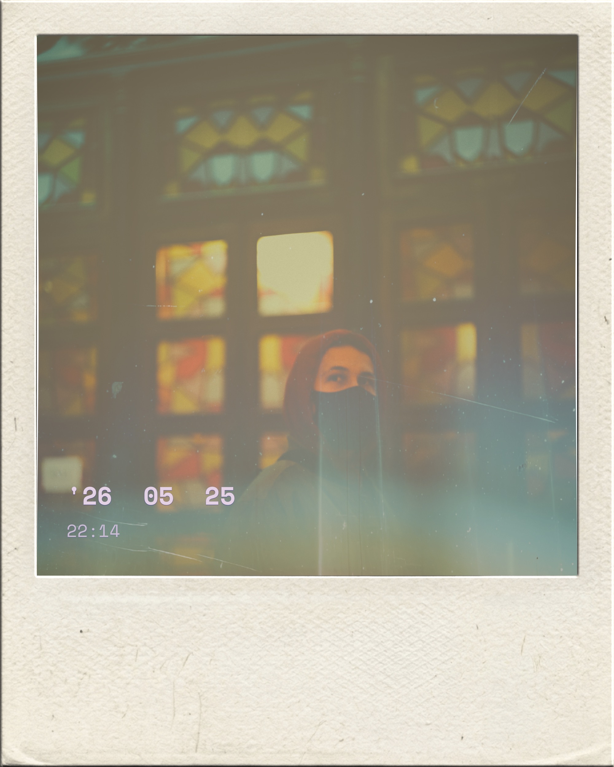 Daily life moment captured with retro Polaroid-style camera effect